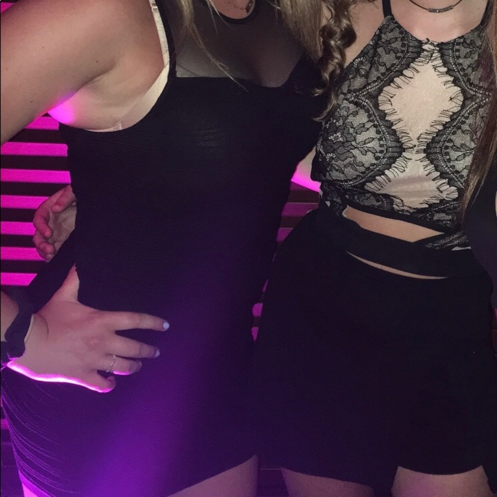 Tight Black Dress With Mesh Detail